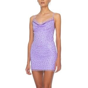 Dyspnea Paris Circa 2004 Dress Women Small Purple Sequin Cowl Neck Mini Party